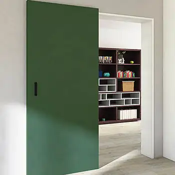Internal closet wooden sliding door with concealed track system