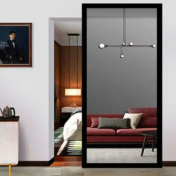 bedroom wood hidden rail sliding door with mirror
