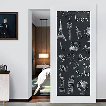 Hidden track wooden sliding door with full-length blackboard