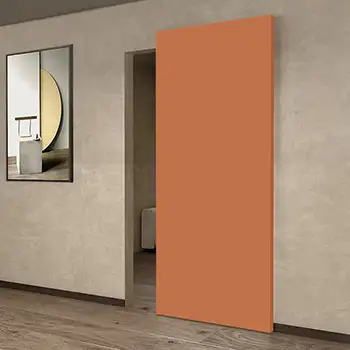 Painted interior closet wooden hidden track ghost-like sliding door