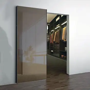 Interior closet surface mounted barn style invisible rail sliding door