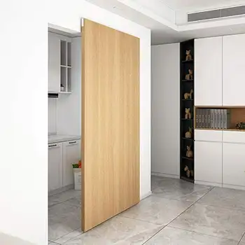 Wall mounted kicthen wooden soft-close sliding barn door with hidden rail