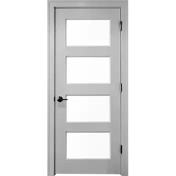 White wooden 4 glass panel french door with frosted glass
