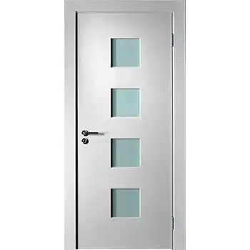 Wood frosted glass 4 lite interior bathroom door