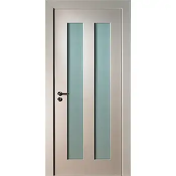 White wooden bathroom two lite interior french door