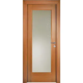 Interior full length glass solid wood door for bathroom