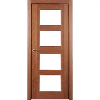 Solid wood mahogany four panel glass interior door