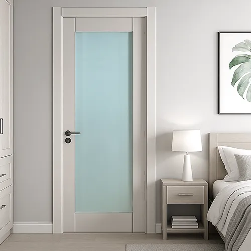 White wood full glass panel interior door