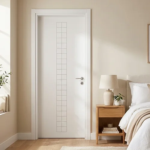 White paint flush solid core cnc MDF door