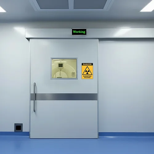 Lead lined x ray radiation shielded sliding door with glass