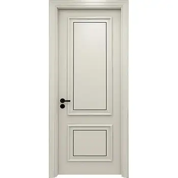 Apartment Bedroom white paint two panel door with molding