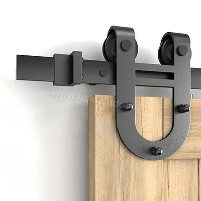Rustic U shape wrought iron sliding barn door track system
