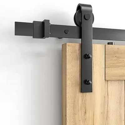 Black iron sliding door track kit for single barn door