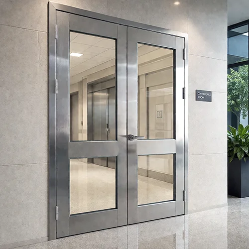 Commercial 304 stainless steel framed glass double door