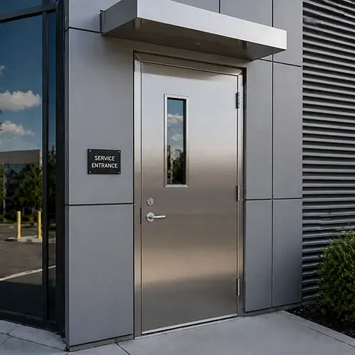 Commercial 2 hours fireproof stainless steel door with glass