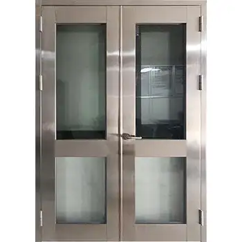 SSD12 commerical interior satin flush glazed fireproof SUS304 stainless steel double door