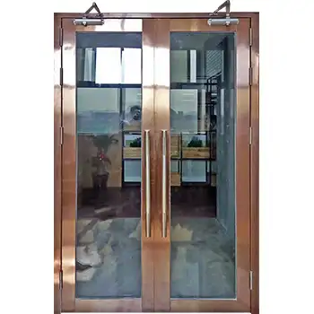 SSD05 commerical exterior full lite glass fire rated SUS304 stainless steel double door