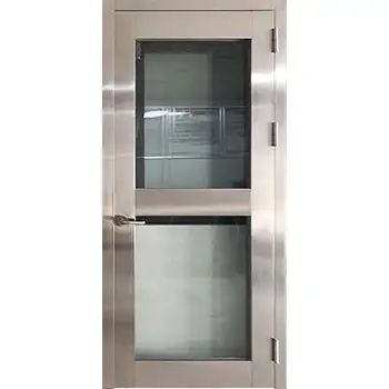 SSD09 commerical exterior satin 2 glass panel SUS304 stainless steel door