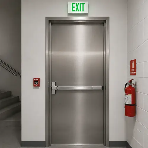 commerical emergency exit fire stainless steel door with push bar