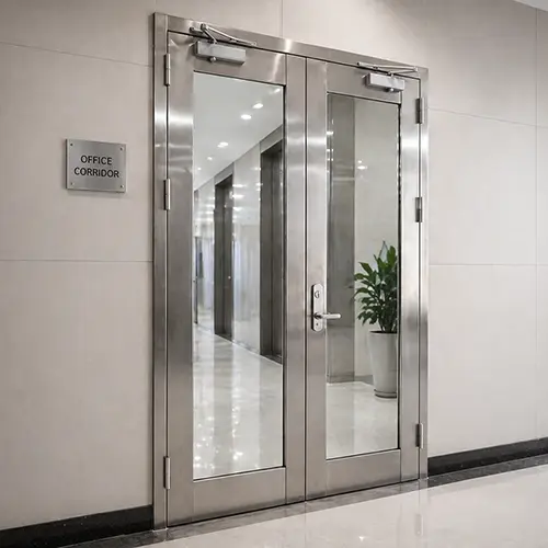 Commerical exterior full glass stainless steel double door
