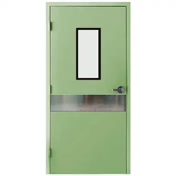 Hospital patient ward room steel doors with vision panel