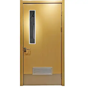 Hospital healthcare ward room bathroom door with bottom louver