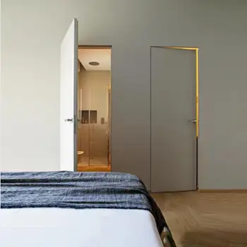 Contemporary wooden flush trimless interior bedroom door