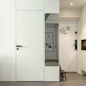 Modern flush white wood hidden jamb interior door