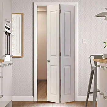 FLD01 Residential Interior closet white painted riased panel wood bi-fold door