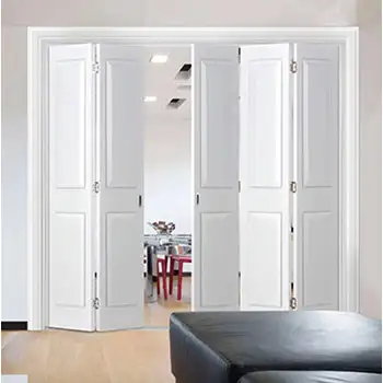 FLD15 house internal living room white painted riased panel wood folding door