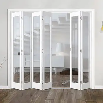 FLD19 house internal living room white painted glazed wood folding door