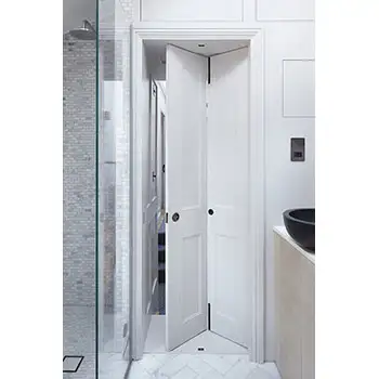FLD02 Residential Interior closet white painted riased panel wood bi-fold door