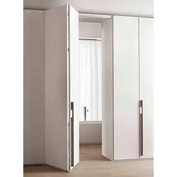 FLD03 Residential Interior closet white painted flush wood folding door