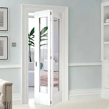 FLD06 home Interior closet white painted glazed wood bi-fold door