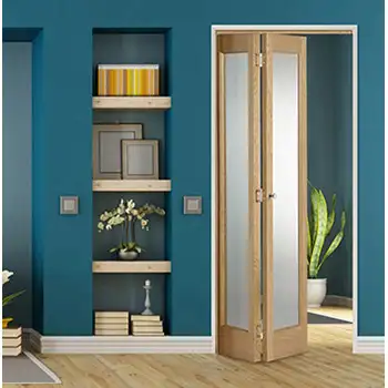 interior full frosted glass bifold wood door