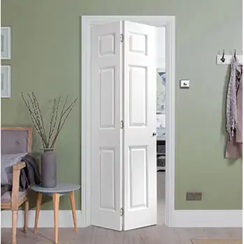 FLD09 home Interior closet white painted riased panel wood bi-fold door
