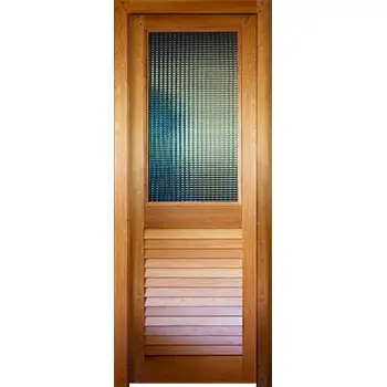 Solid wood interior half glass half louvered bathroom door