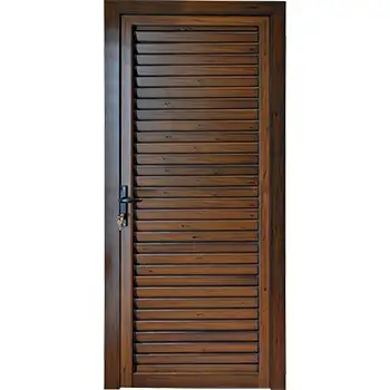 Interior solid walnut wood louver door for laundry room