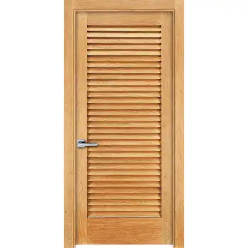 Solid oak wood full length louvered bathroom door