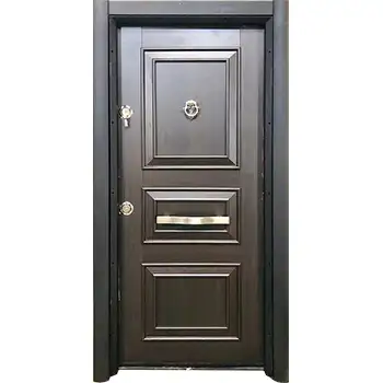 Turkish 3 raised panel wood armored security door for house