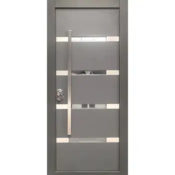 Steel-wood single armour tech security door with metal inlay
