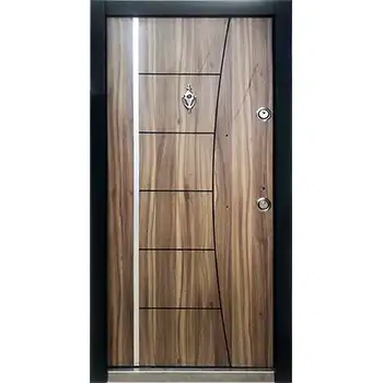 Flush steel-wood armor guard entry door for home