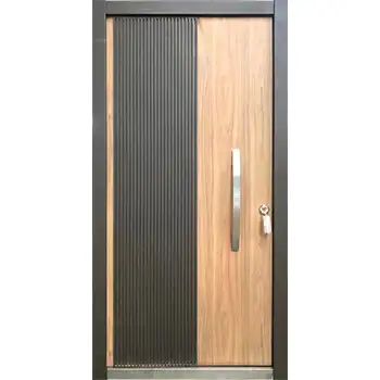 Contemporary wood-steel armour plate entry door for home