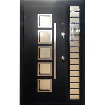 Luxury house exterior glazed armored front door with sidelite