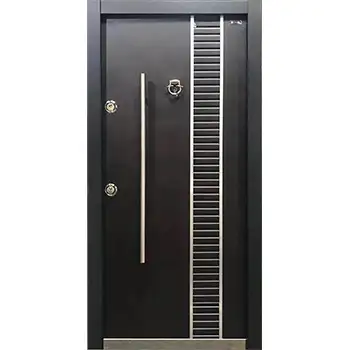 Black wood-steel armored security door for home