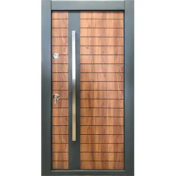 House cross grooved wooden armour guard front door