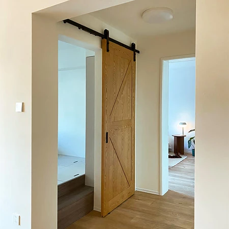 Rustic K-pattern solid oak barn sliding door
