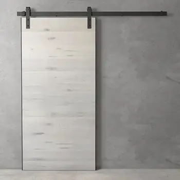 Black metal framed plain flush interior barn door