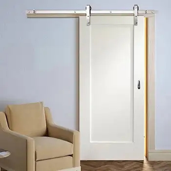 Wooden interior 1 panel white shaker style barn door