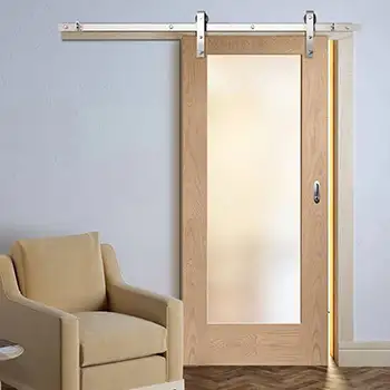 Interior bathroom 1 panel full glass french sliding barn door